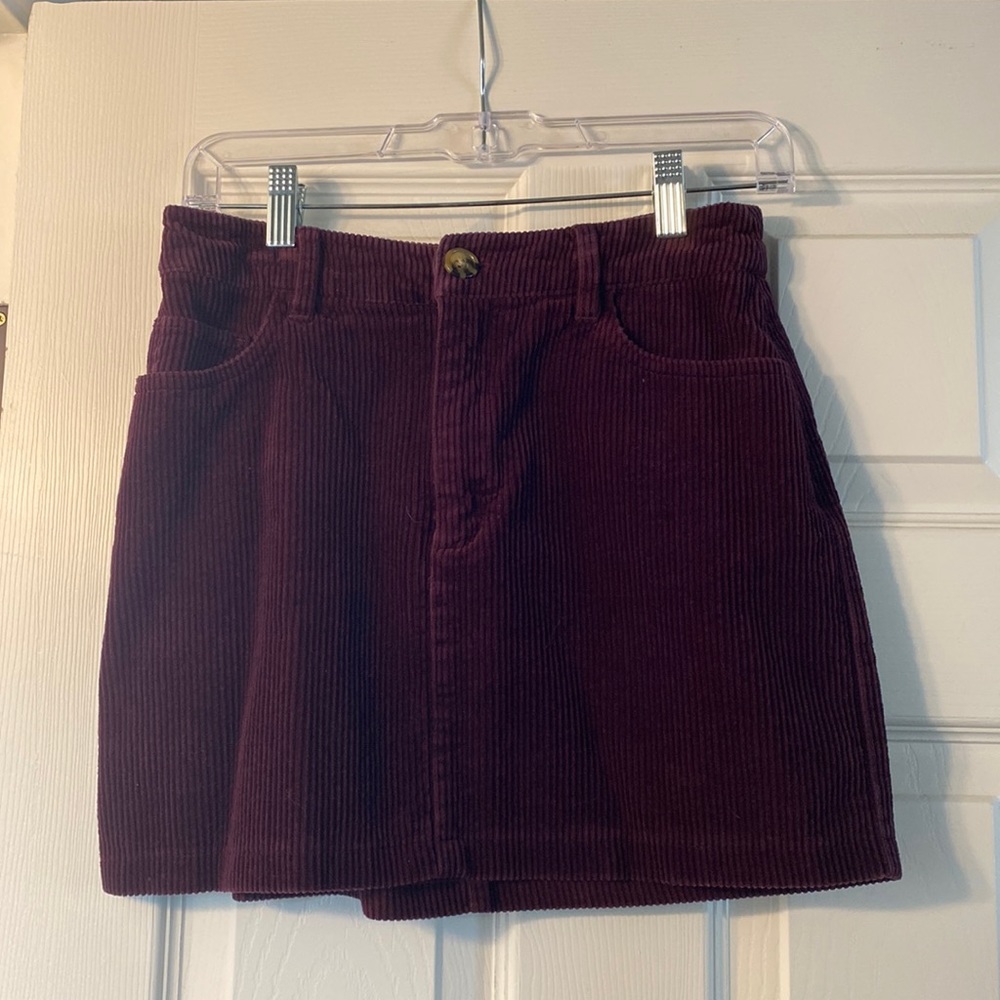 Forever 21 Burgundy Corduroy Mini Skirt - Size Small